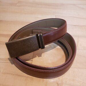 Mio Marino Brown Genuine Leather Ratchet Belt Adjustable 30-36 in Sleek